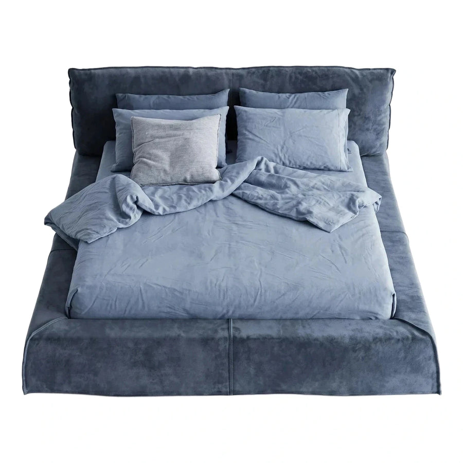 Modern Brown Leather Tufted Platform Bed