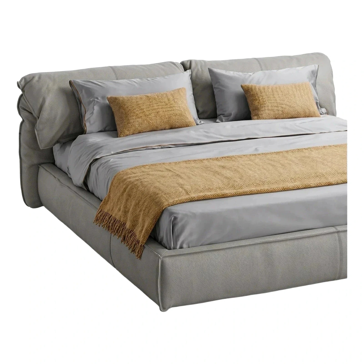 Modern Grey Upholstered Platform Bed