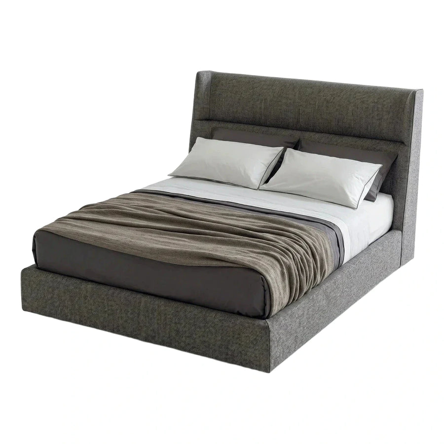 Modern Dark Brown Upholstered Platform Bed