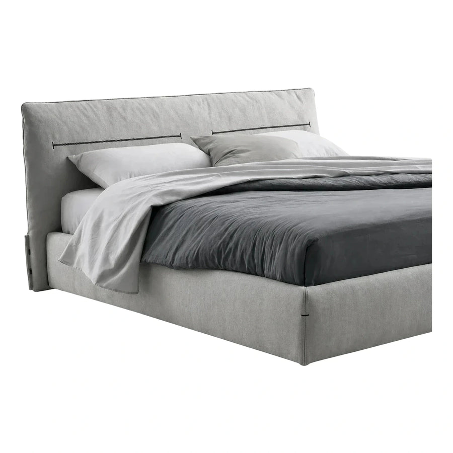Modern Navy Blue Upholstered Platform Bed