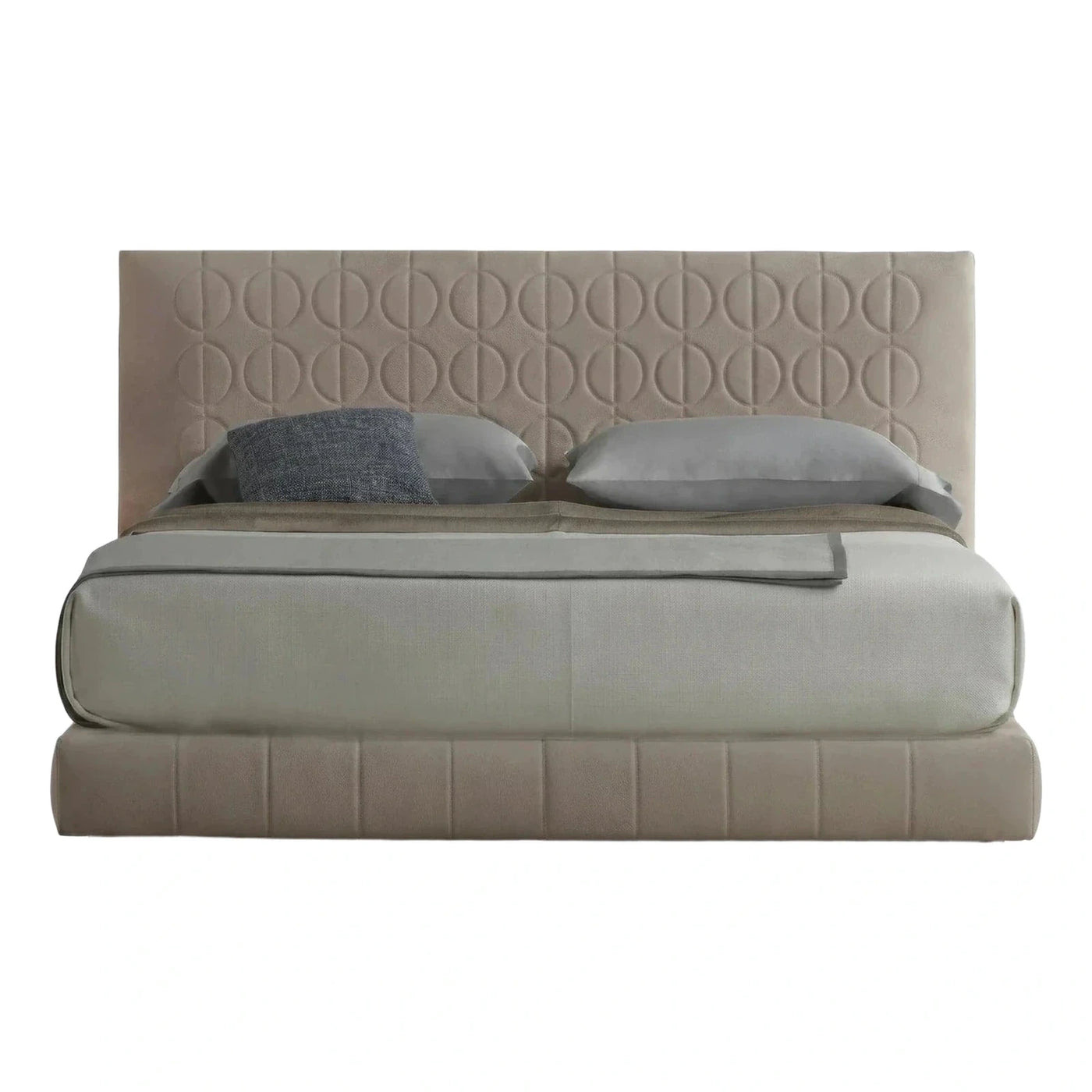 Modern Taupe Leather Platform Bed