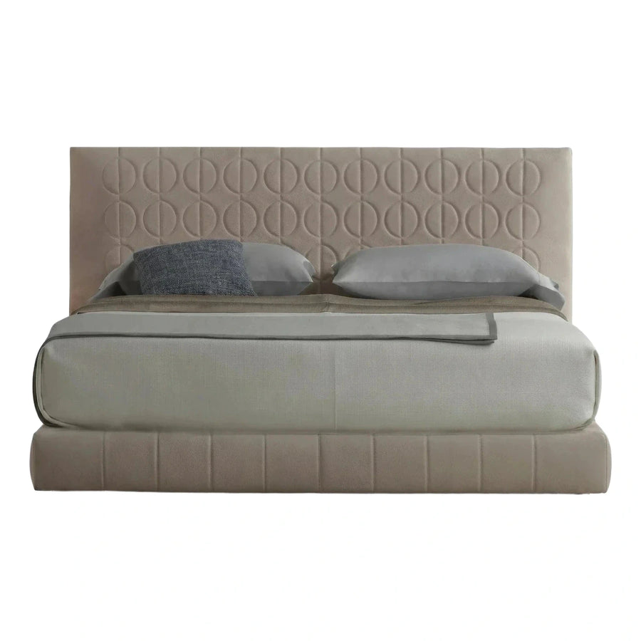 Modern Taupe Leather Platform Bed
