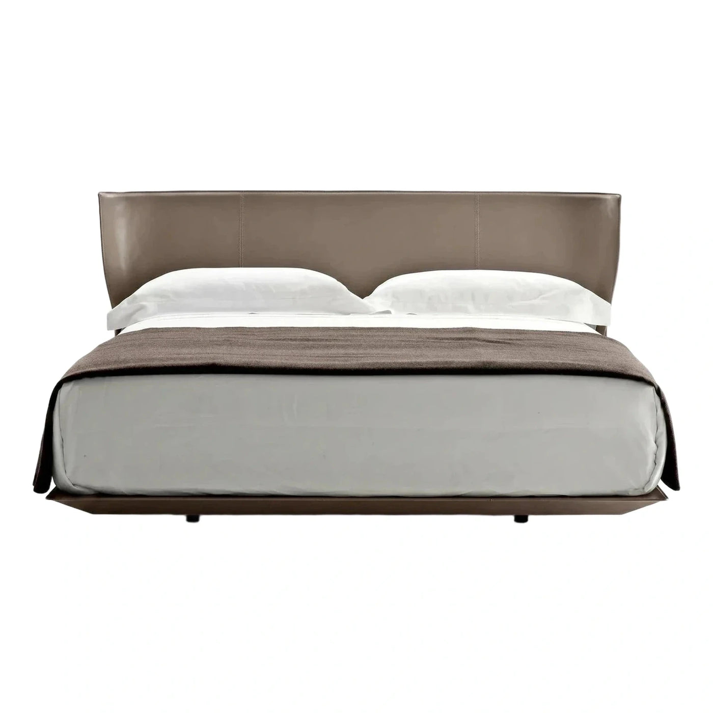 Modern Beige Upholstered Platform Bed Frame