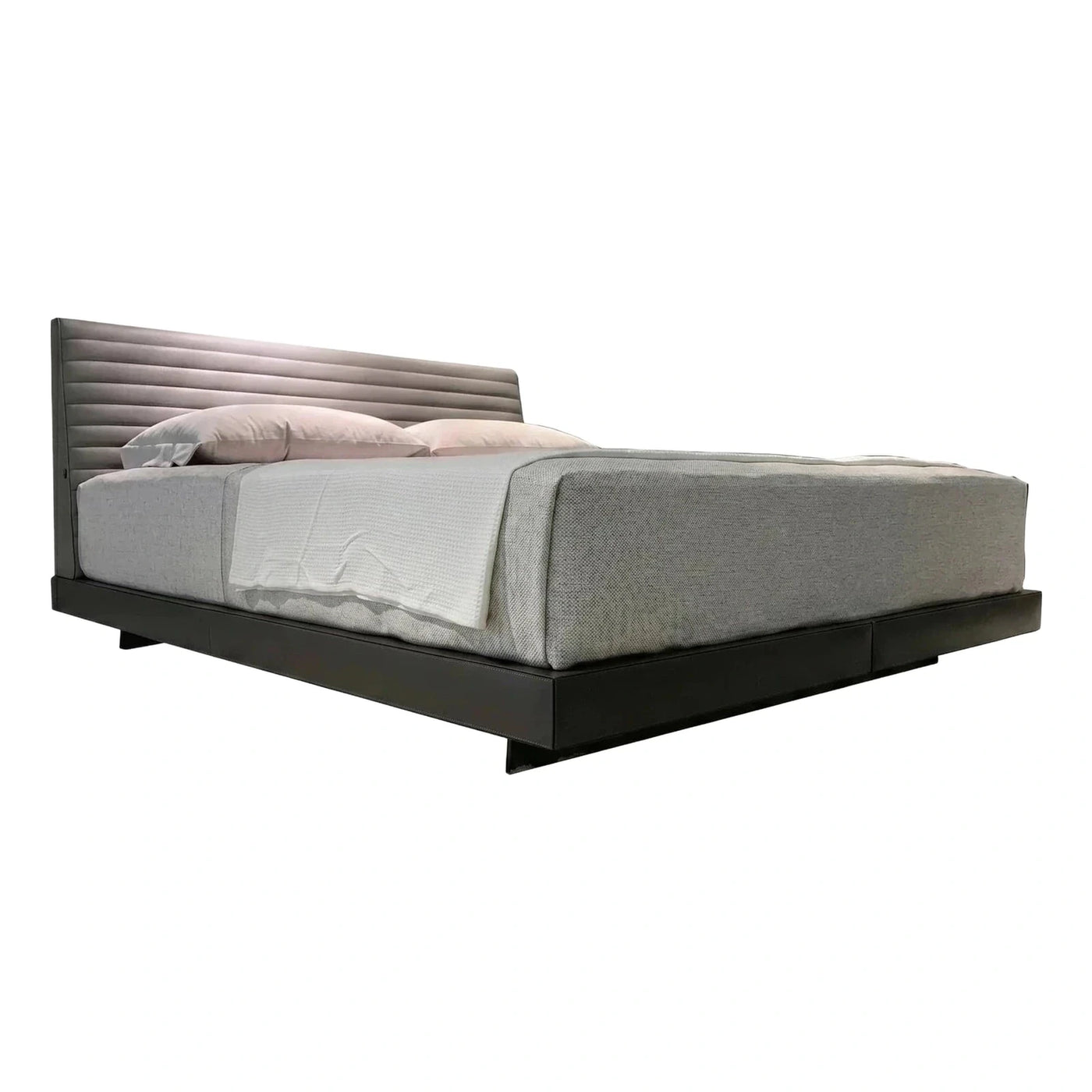 Modern Black and Grey Upholstered Platform Bed