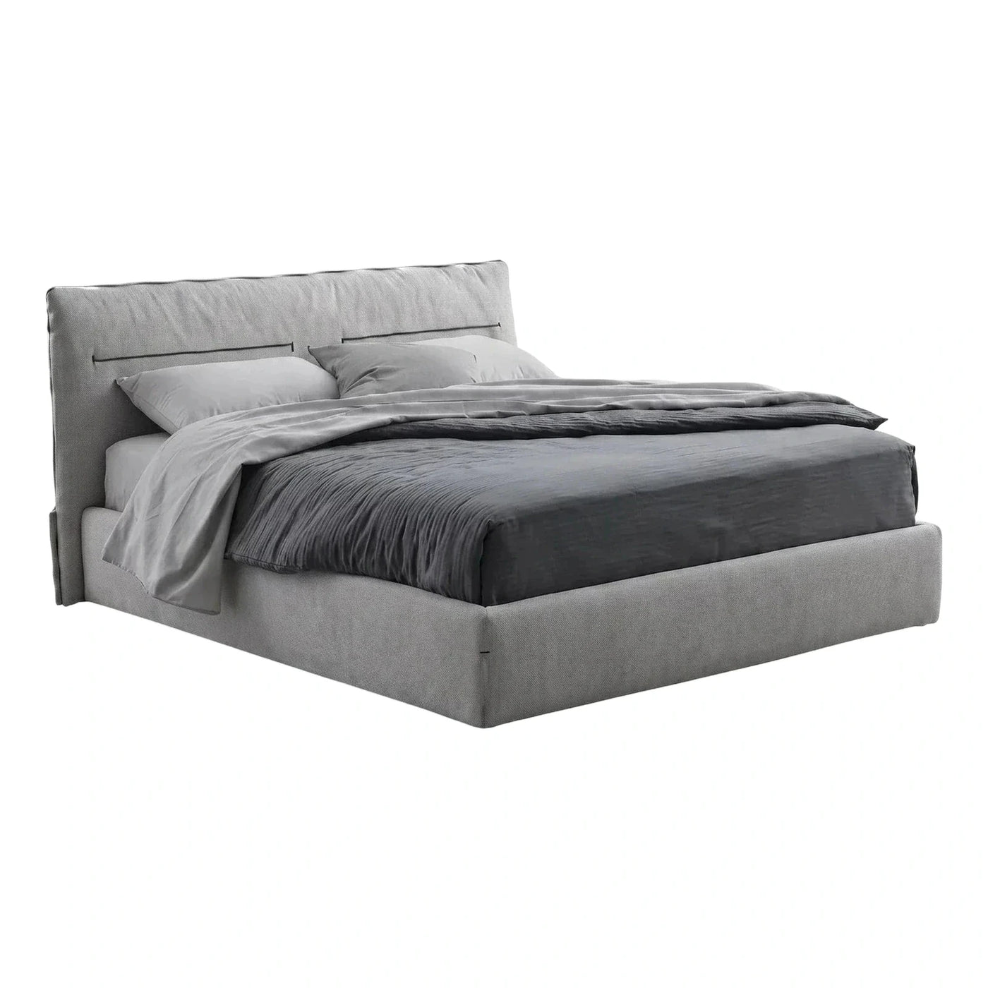 Modern Grey Upholstered Platform Bed Frame