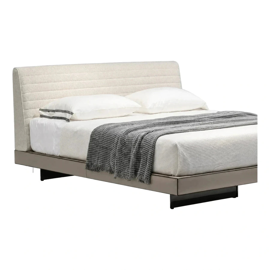 Modern Upholstered Platform Bed with Channel Headboard