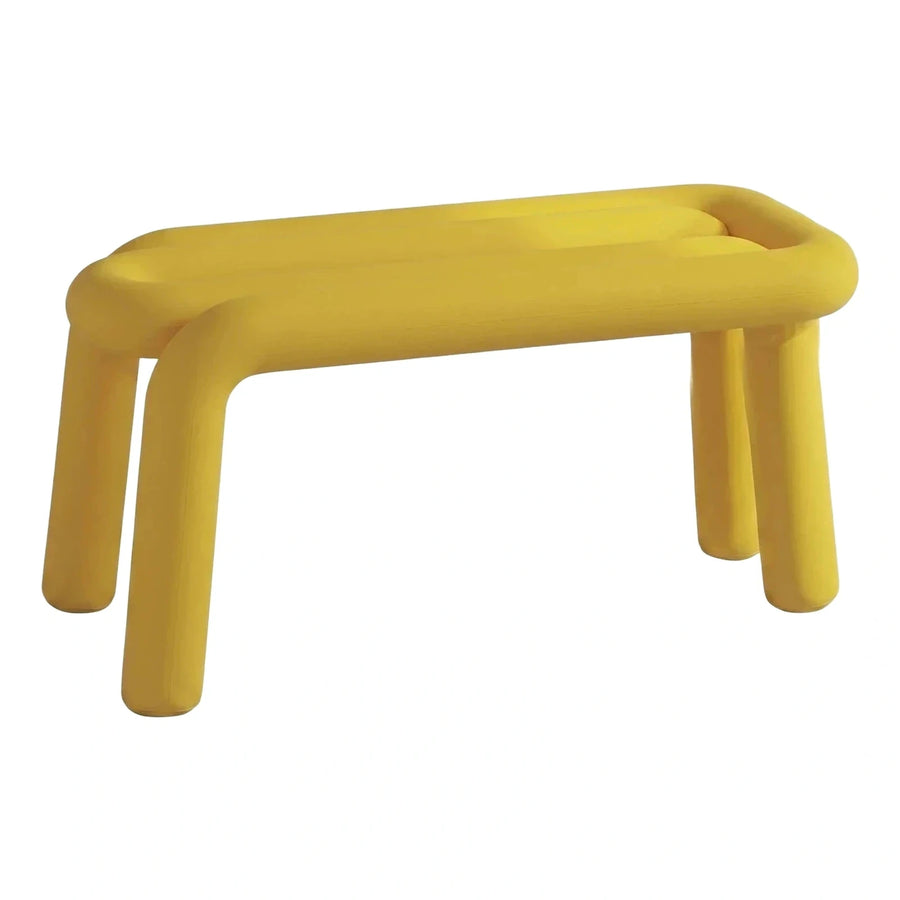 Yellow Tubular Leather Bench Modern Seating