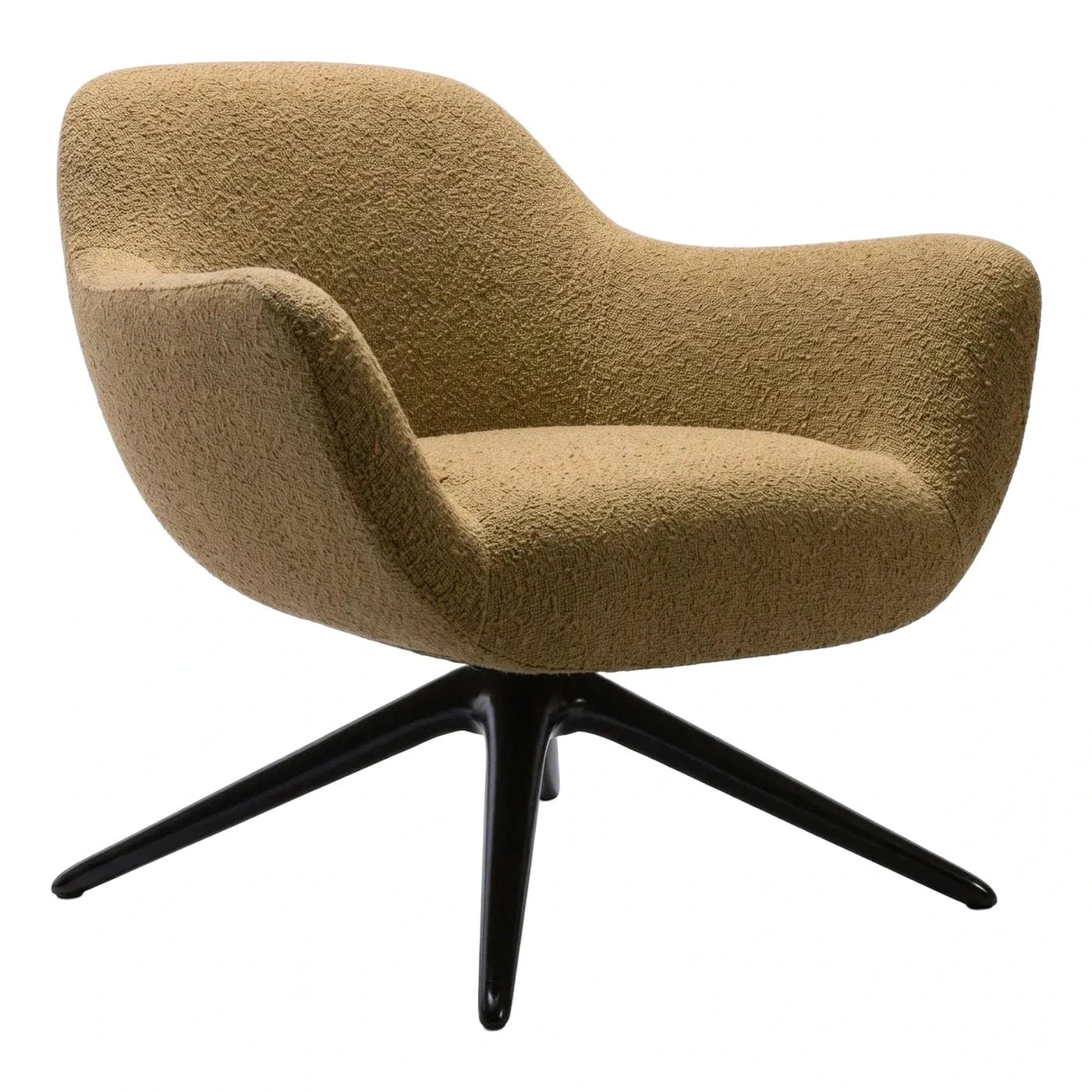 Tan Textured Swivel Lounge Chair with Black Base