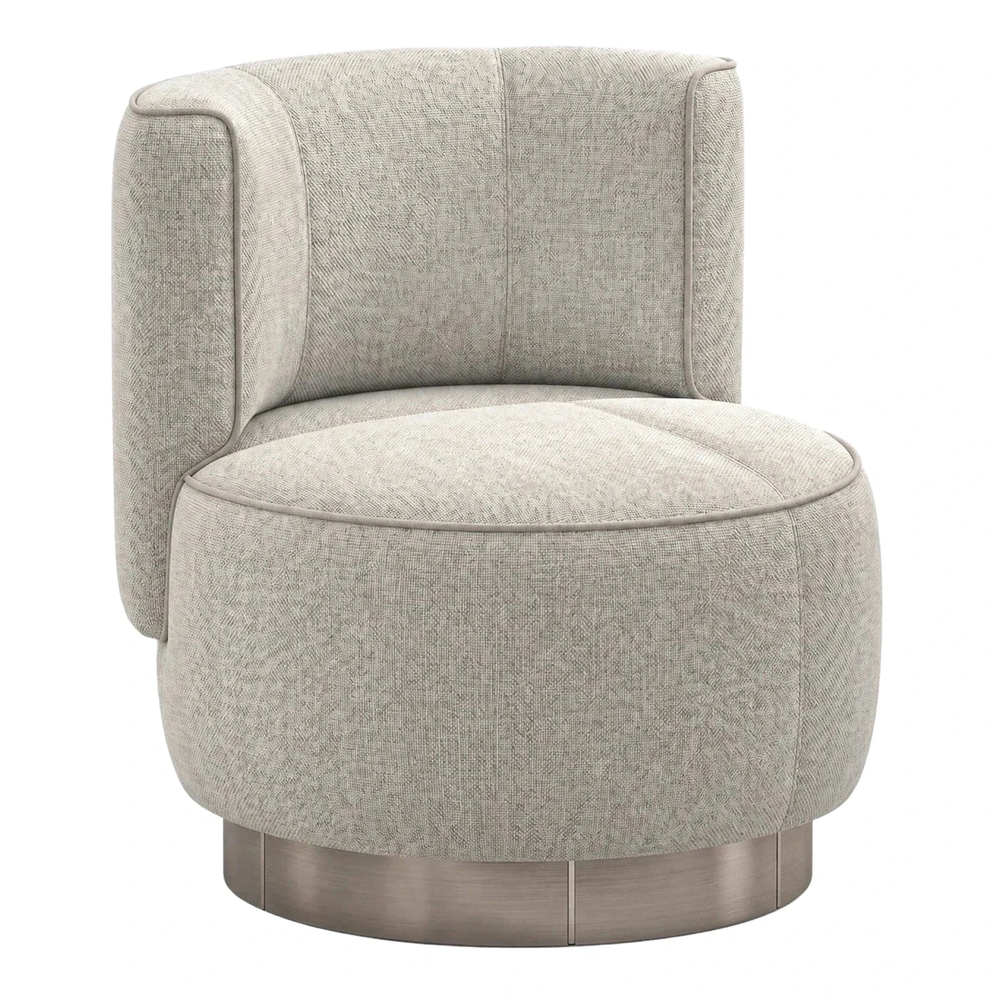 Modern Beige Fabric Tub Armchair with Metal Base