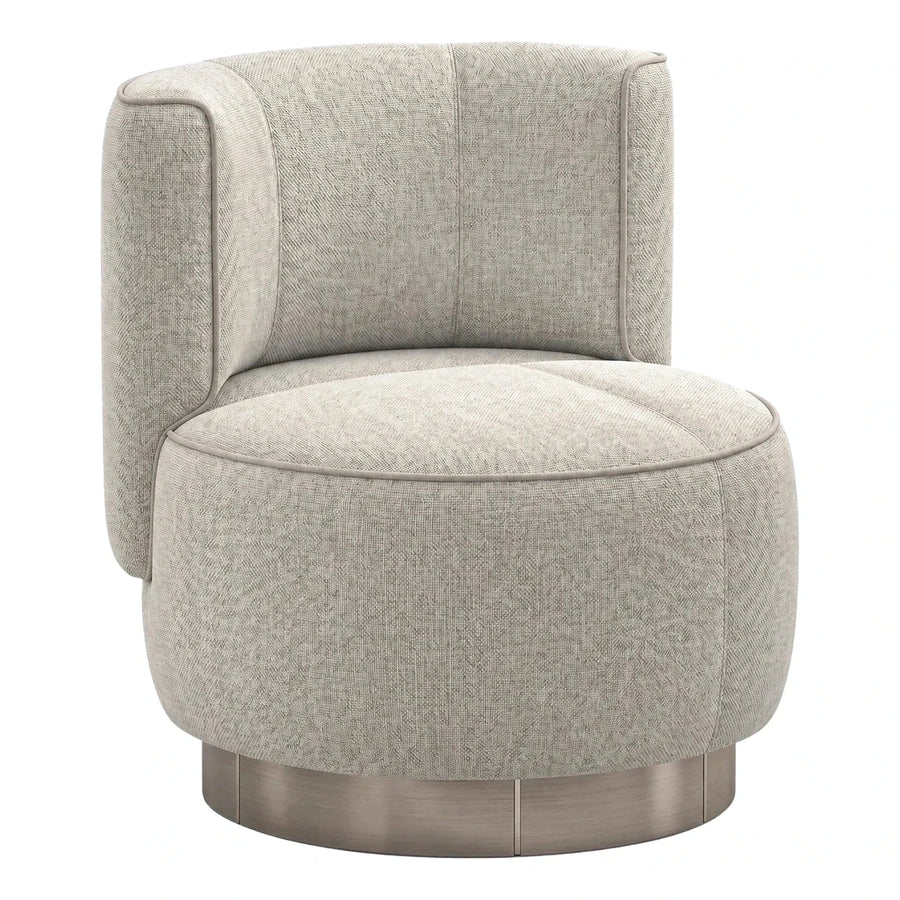 Modern Beige Fabric Tub Armchair with Metal Base