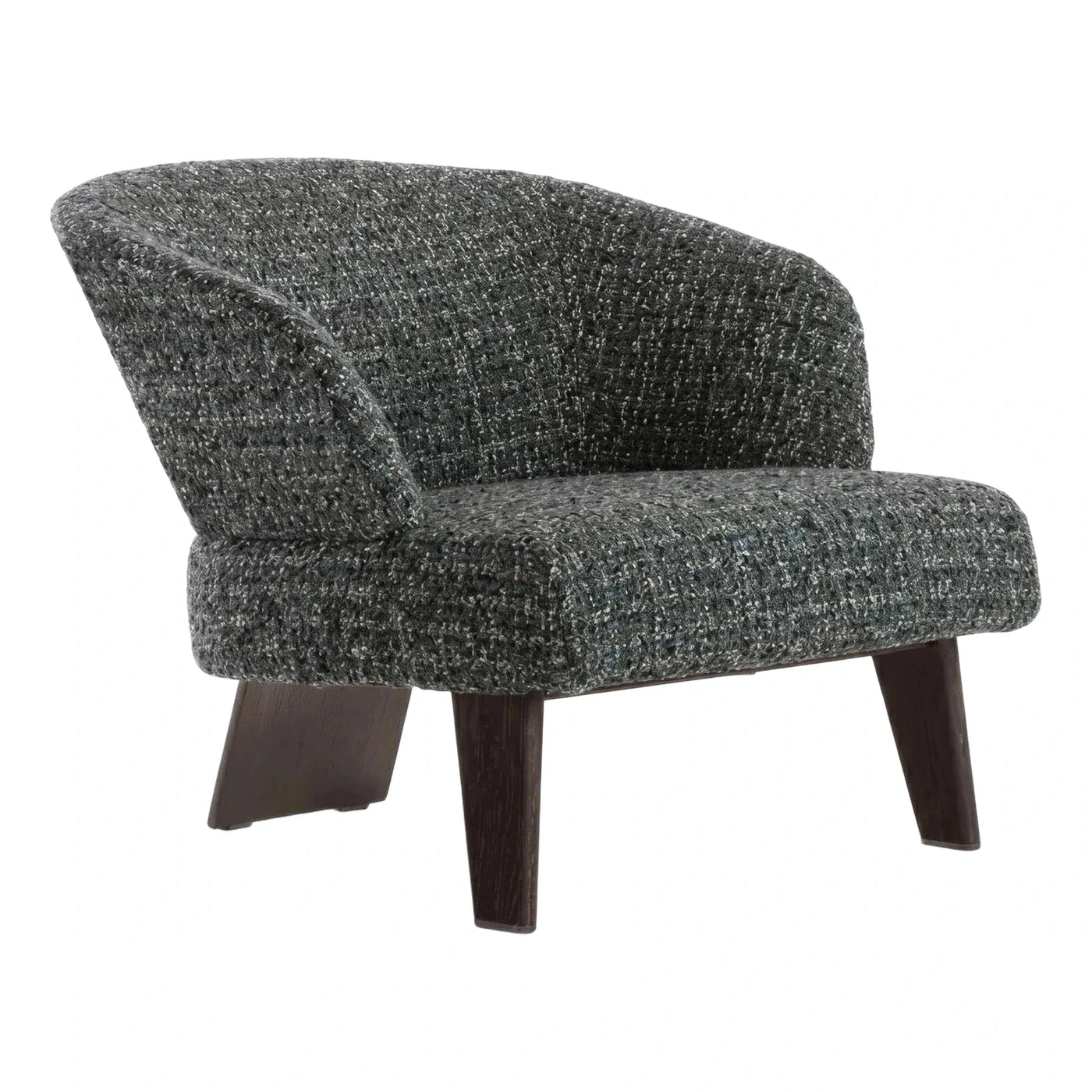 Modern Dark Grey Boucle Armchair with Wood Legs