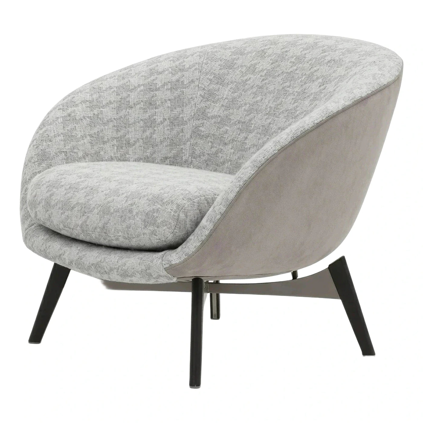 Modern Grey Textured Fabric Lounge Chair with Dark Legs