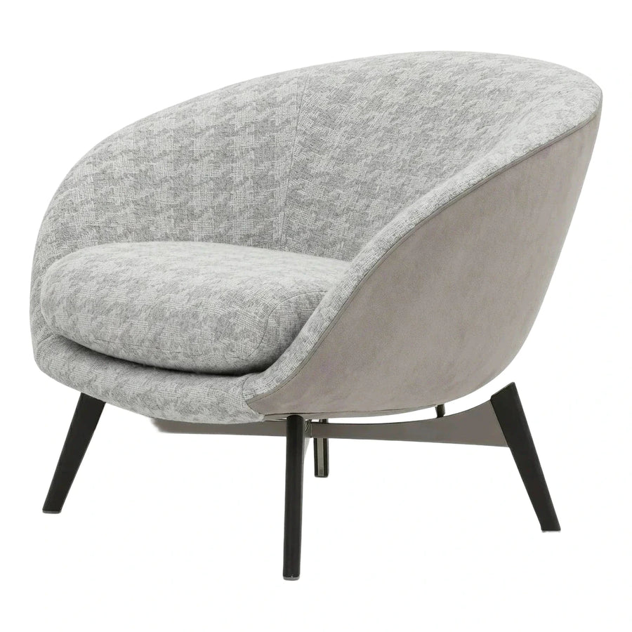 Modern Grey Textured Fabric Lounge Chair with Dark Legs