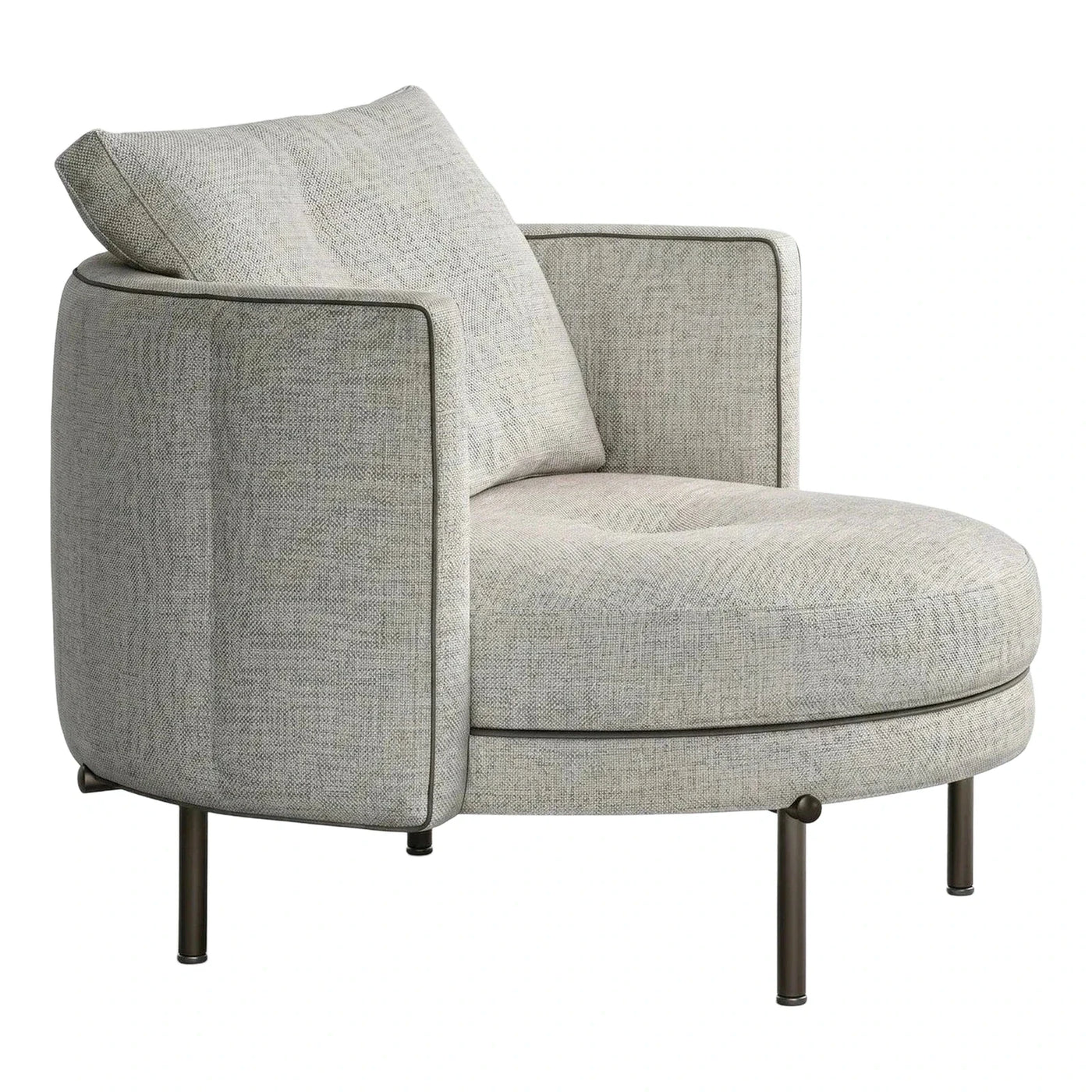 Modern Round Armchair in Light Grey Fabric