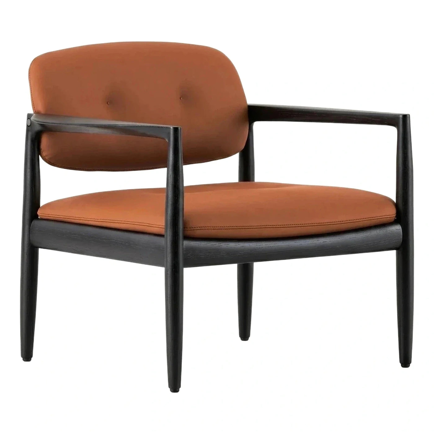 Modern Dark Wood Frame Brown Leather Armchair