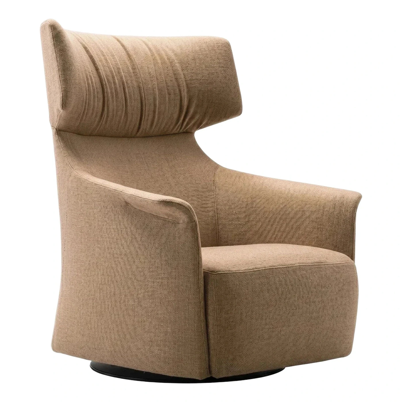 Beige Fabric Swivel Lounge Chair with High Back