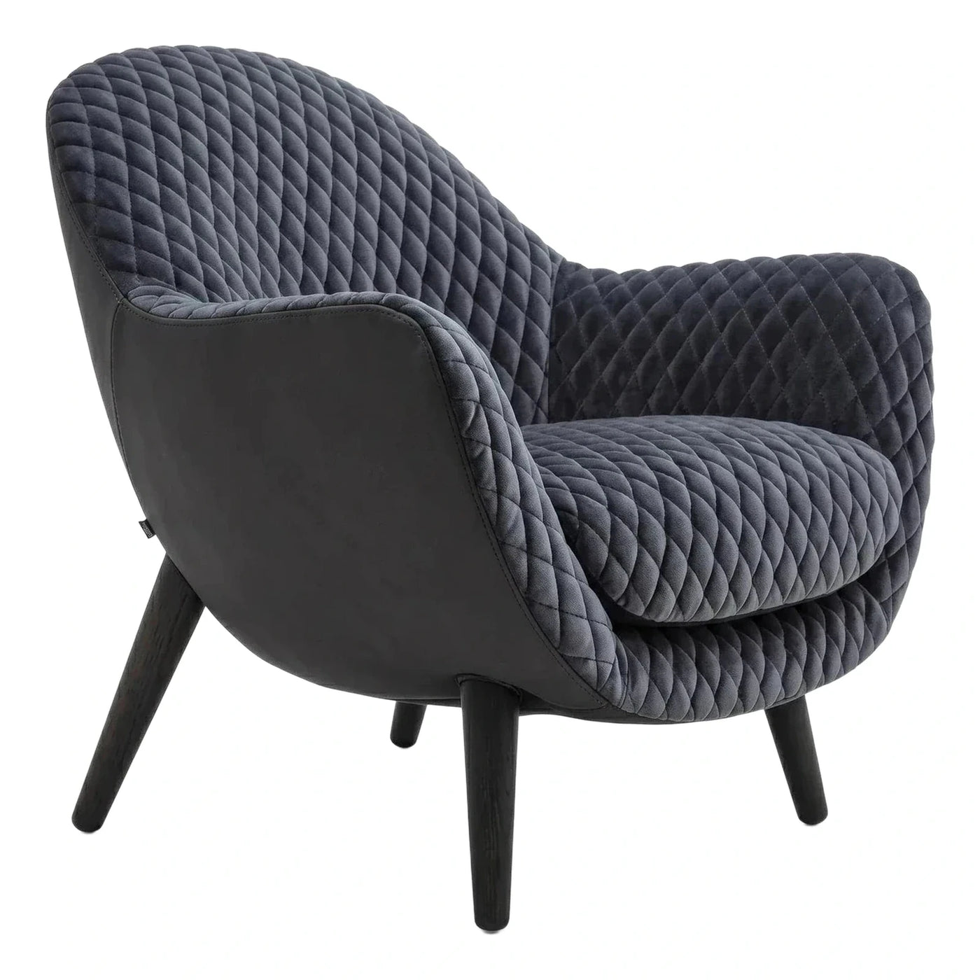 Quilted Grey Fabric Armchair with Black Shell