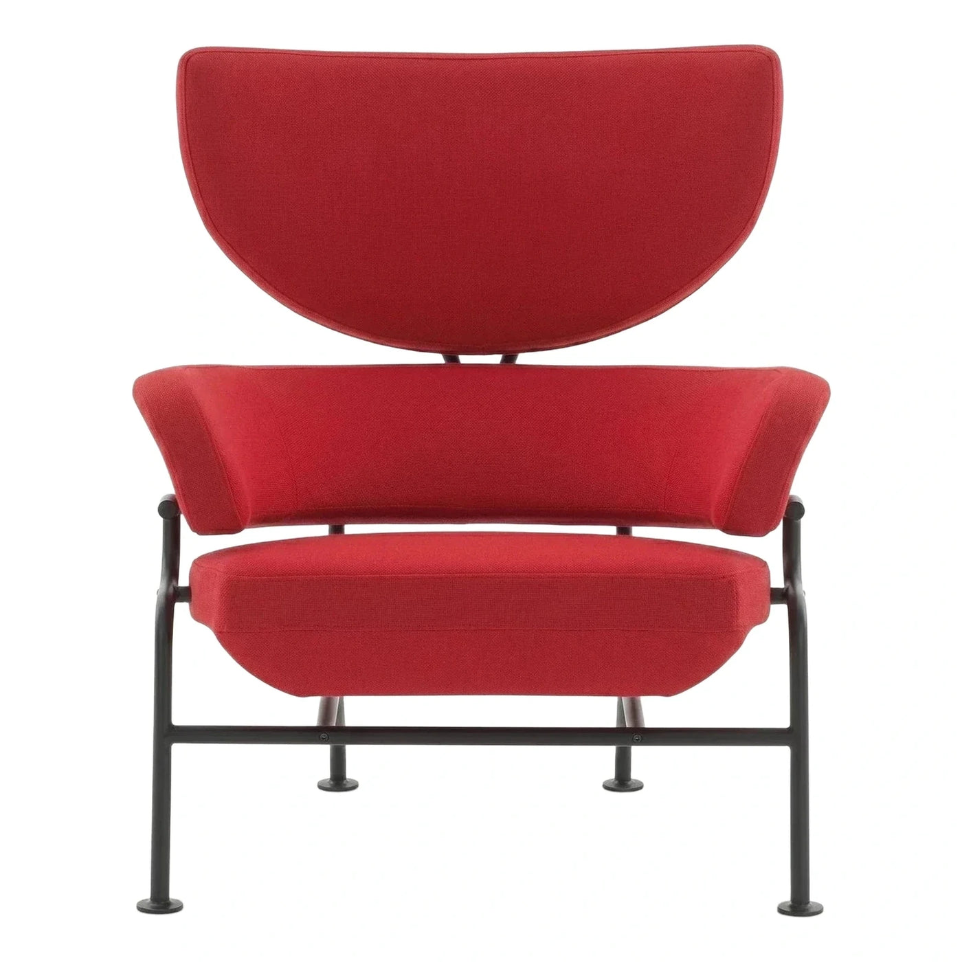 Modern Red Fabric Lounge Chair with Black Metal Frame