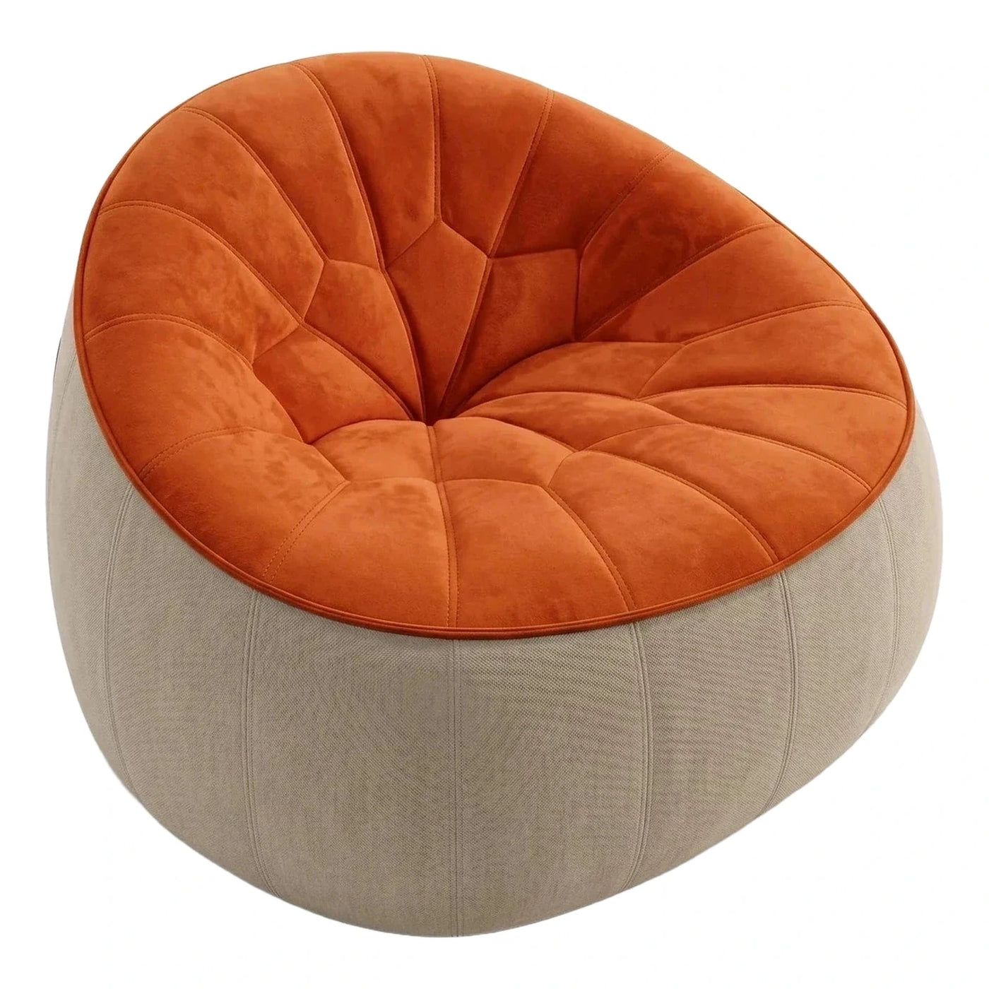 Round Two-Tone Quilted Velvet Lounge Chair