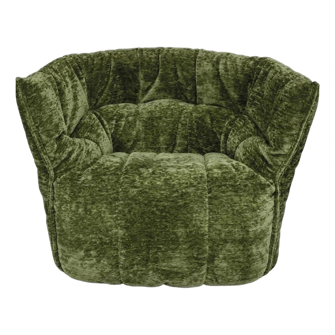 Green Velvet Channel Tufted Tub Armchair