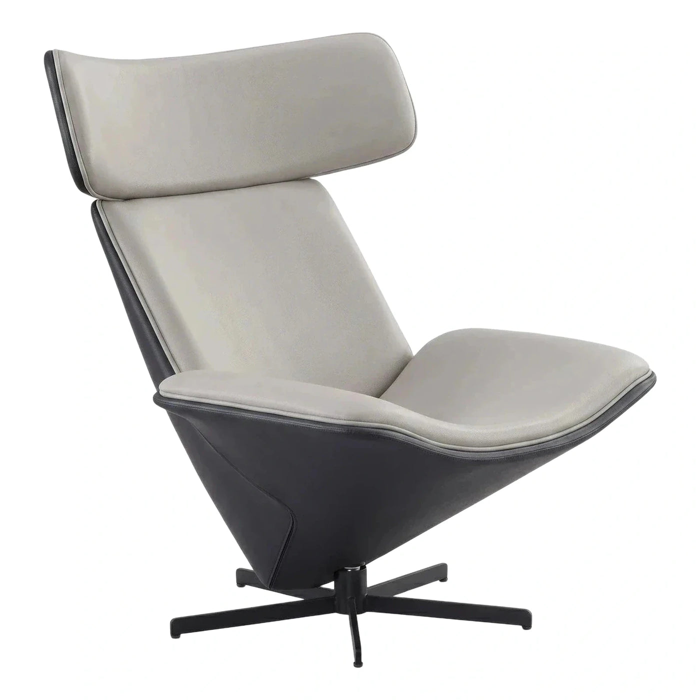 Modern Two-Tone Leather Swivel Lounge Chair