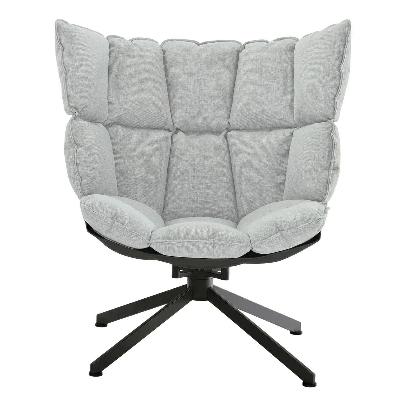 Modern Grey Fabric Swivel Lounge Chair with Black Base