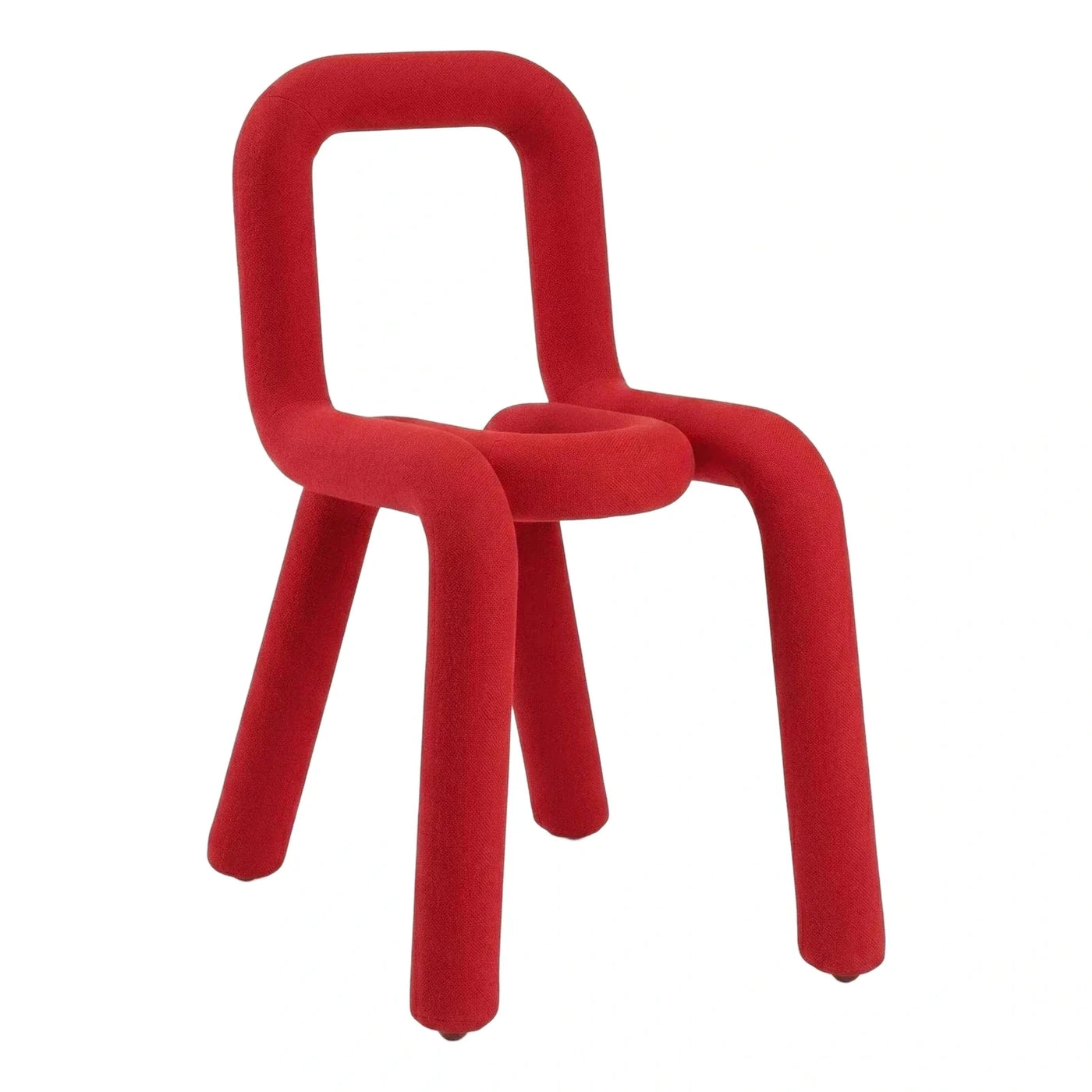 Sculptural Red Fabric Lounge Chair with Loop Back