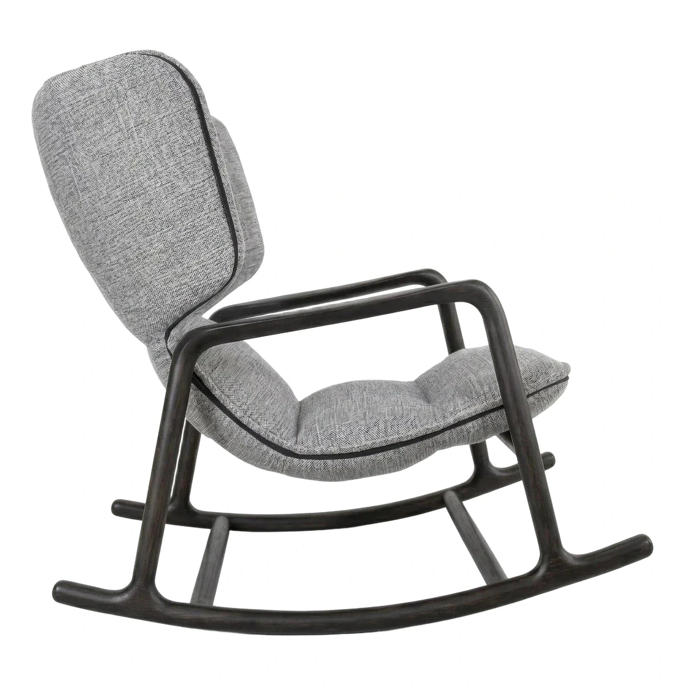 Modern Grey Fabric Wooden Rocking Chair