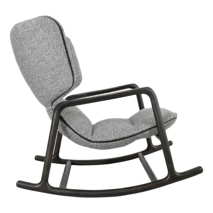 Modern Grey Fabric Wooden Rocking Chair