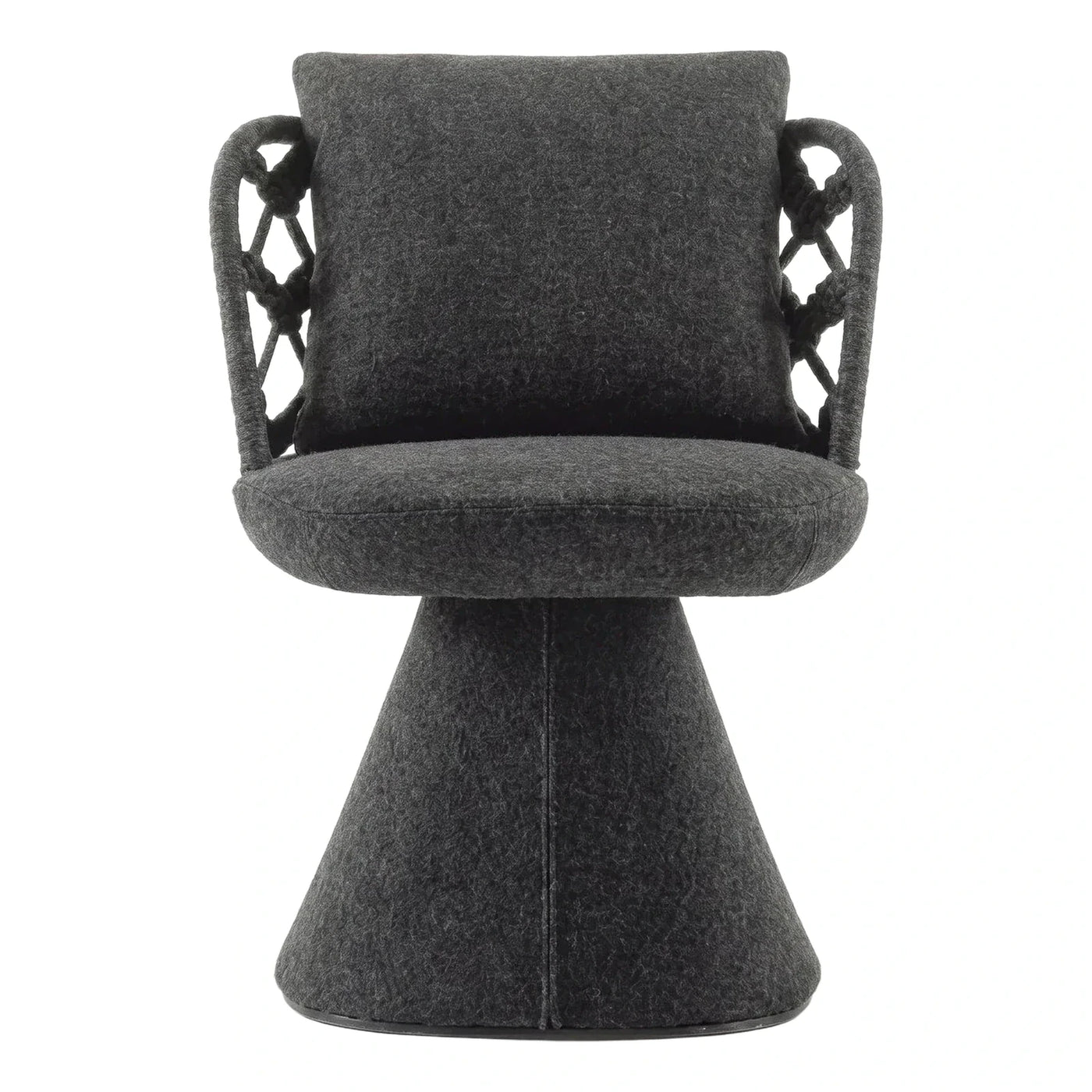 Dark Grey Fabric Lounge Chair with Knotted Rope Arms