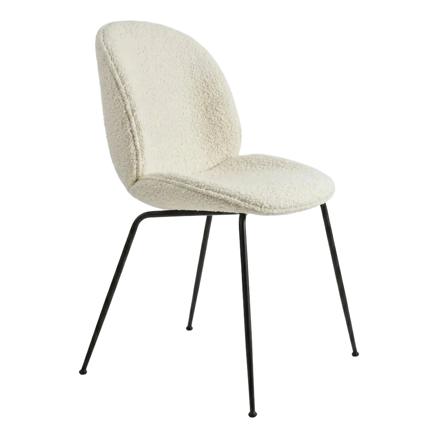 Cream Boucle Dining Chair with Black Metal Legs