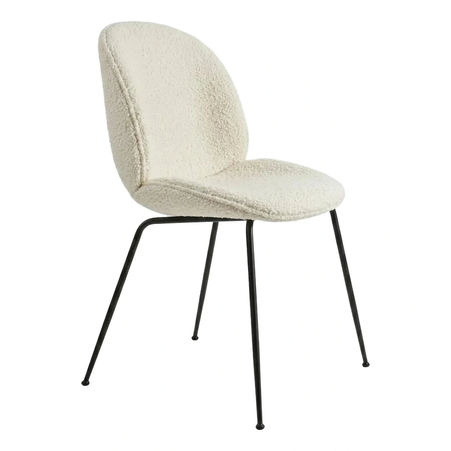 Cream Boucle Dining Chair with Black Metal Legs