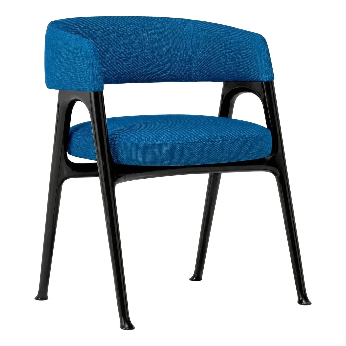 Modern Blue Fabric Armchair with Black Glossy Frame