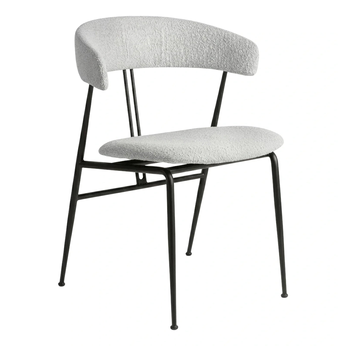 Modern Boucle Dining Chair with Black Metal Frame