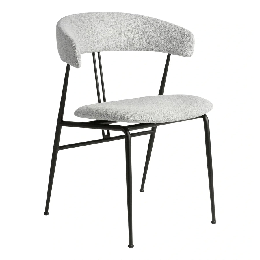 Modern Boucle Dining Chair with Black Metal Frame