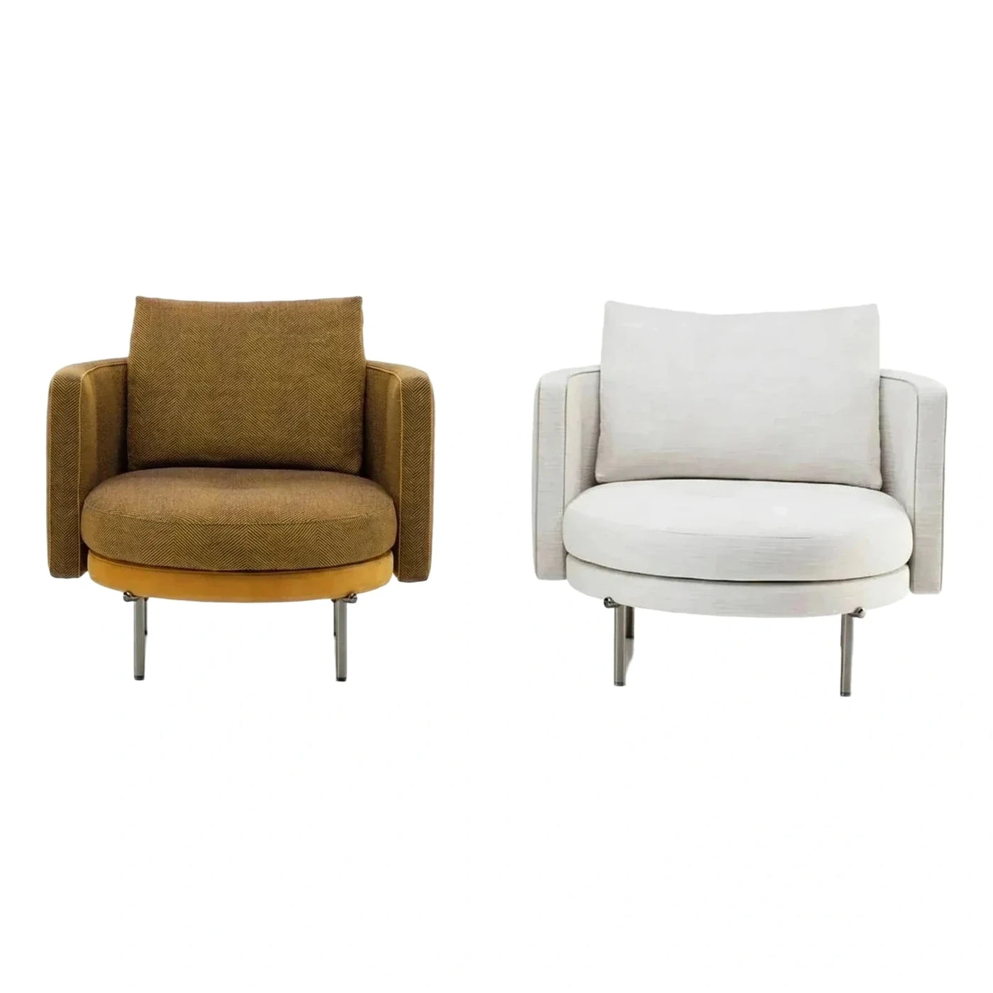 Modern Round Lounge Chair with Metal Legs
