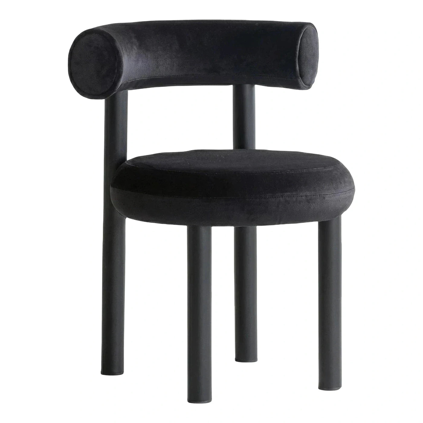 Modern Black Velvet Cylinder Back Accent Chair