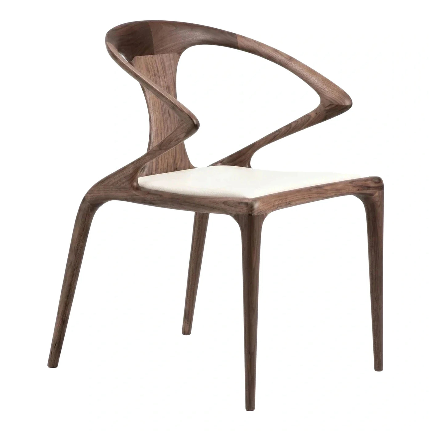 Modern Walnut Wood Dining Chair with Cream Seat