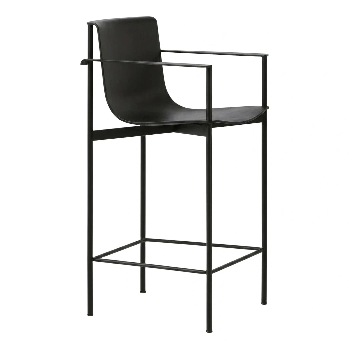 Modern Black Metal Bar Stool with Armrests