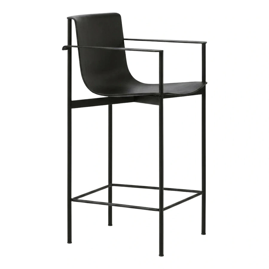 Modern Black Metal Bar Stool with Armrests