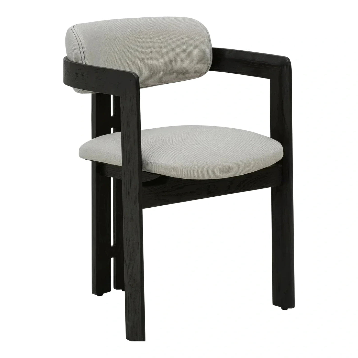 Modern Black Wood Armchair with Grey Upholstery