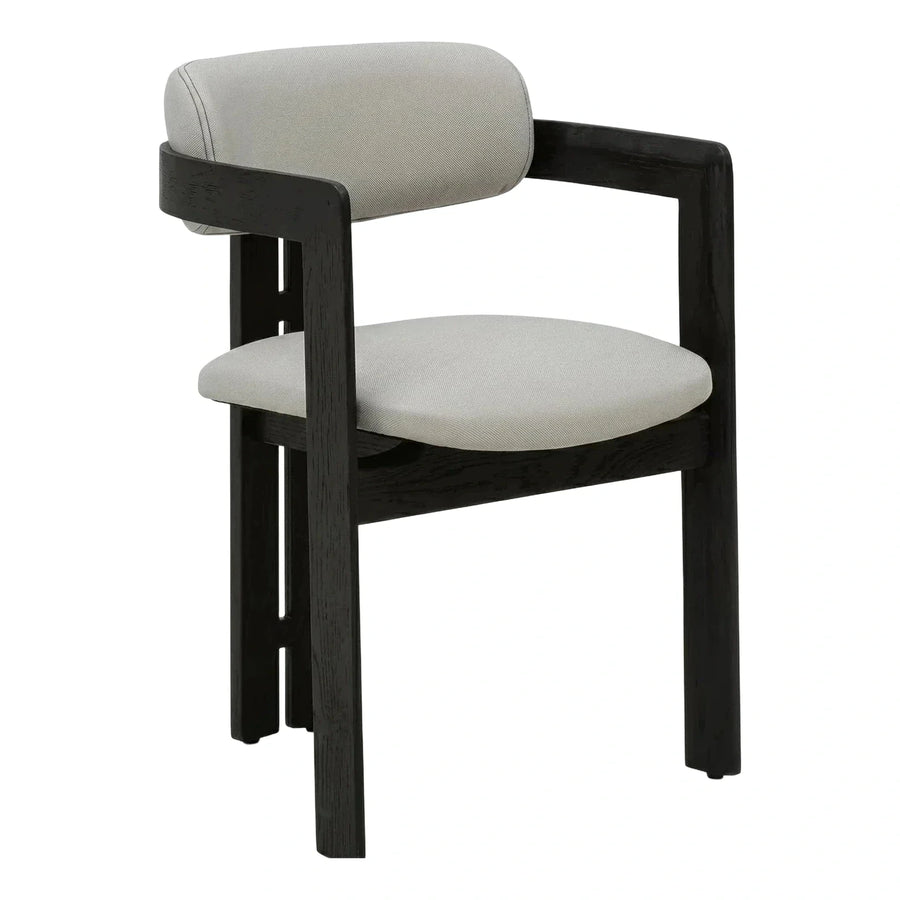 Modern Black Wood Armchair with Grey Upholstery