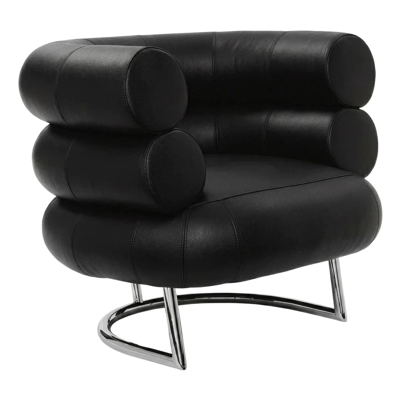 Black Tubular Leather Armchair with Chrome Cantilever Base