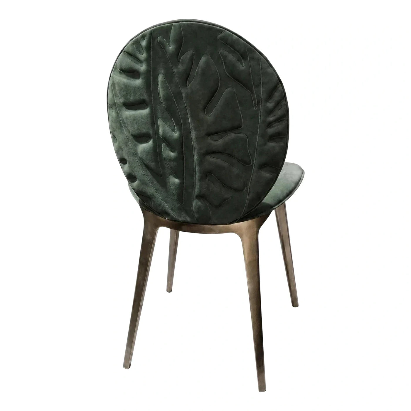 Dark Green Leaf Pattern Velvet Dining Chair