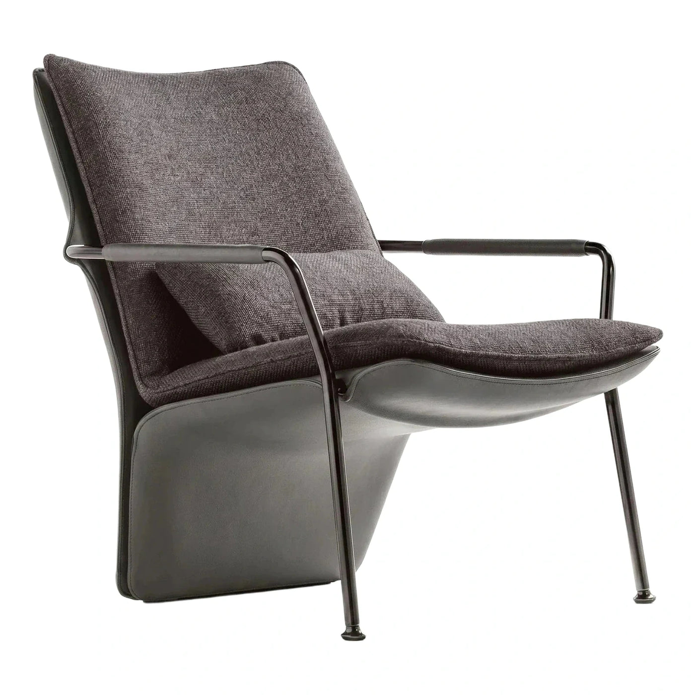 Modern Grey Fabric Lounge Chair with Black Metal Frame