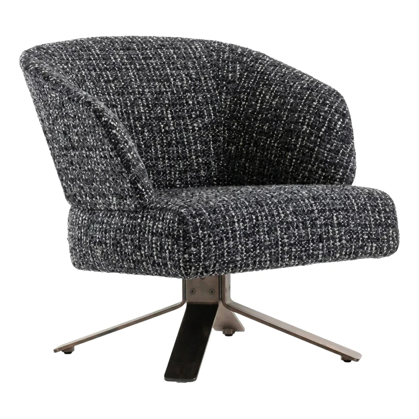 Textured Grey Swivel Lounge Chair with Metal Base