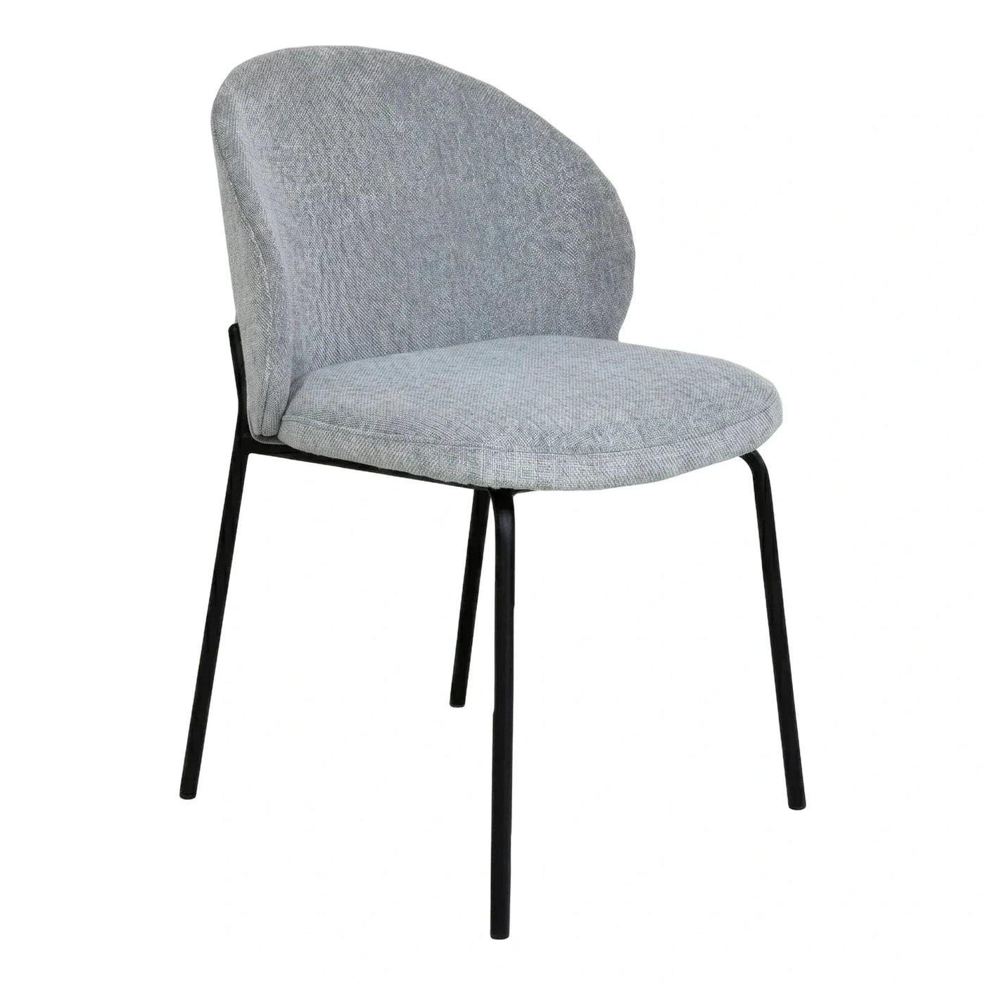 Modern Grey Fabric Dining Chair with Black Metal Legs
