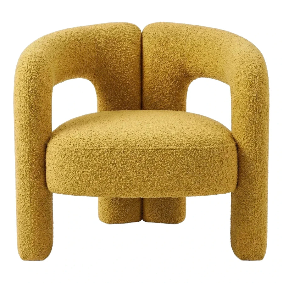 Mustard Yellow Boucle Tub Armchair with Split Back