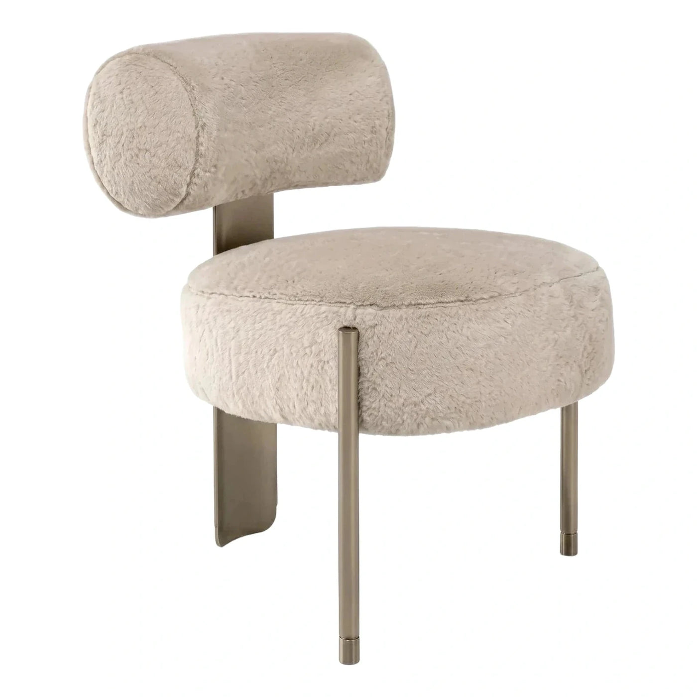 Cream Boucle Round Accent Chair with Cylinder Backrest