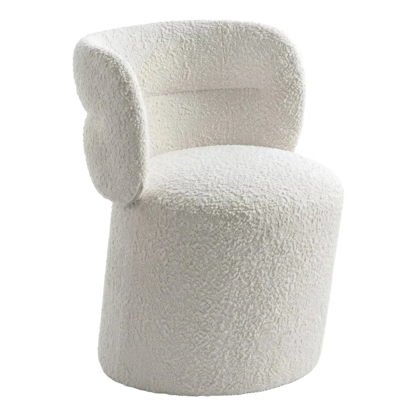 Modern White Boucle Accent Lounge Chair